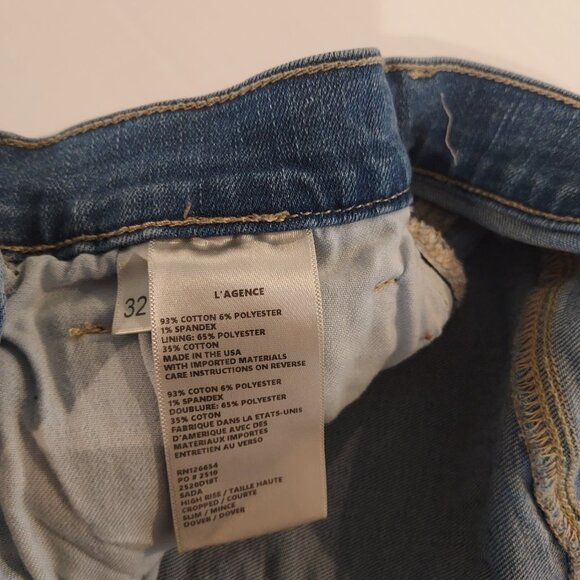 L'Agence Sada Hi-Rise Cropped Slim Dover Side Striped Raw Hem Jeans Size 32 - Picture 9 of 10